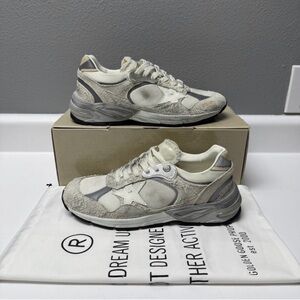 Golden Goose Dad-Star Sneakers in White and Silver